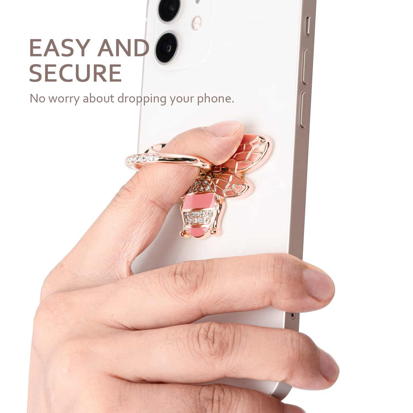 Allengel Cute Bee Phone Ring Grip Holder, Bling Phone Ring Holder Finger Kickstand Grip Compatible With Iphone And Android Phone