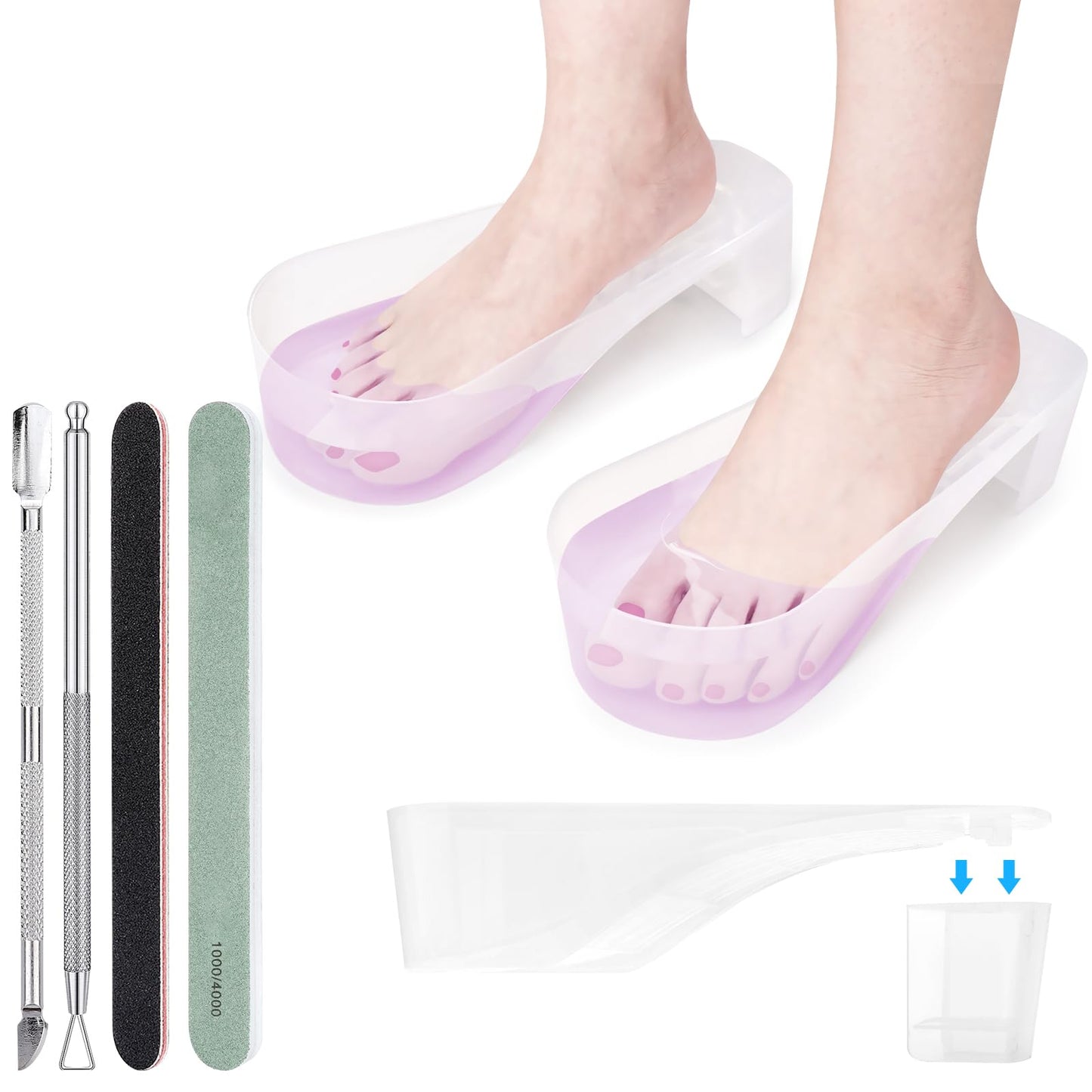 Toe Nail Soaking Bowl Acetone Proof: 1Pair Soak Off Dip Powder Gel Polish Remover - Manicure Bowl for Toenails Soaking with Cuti