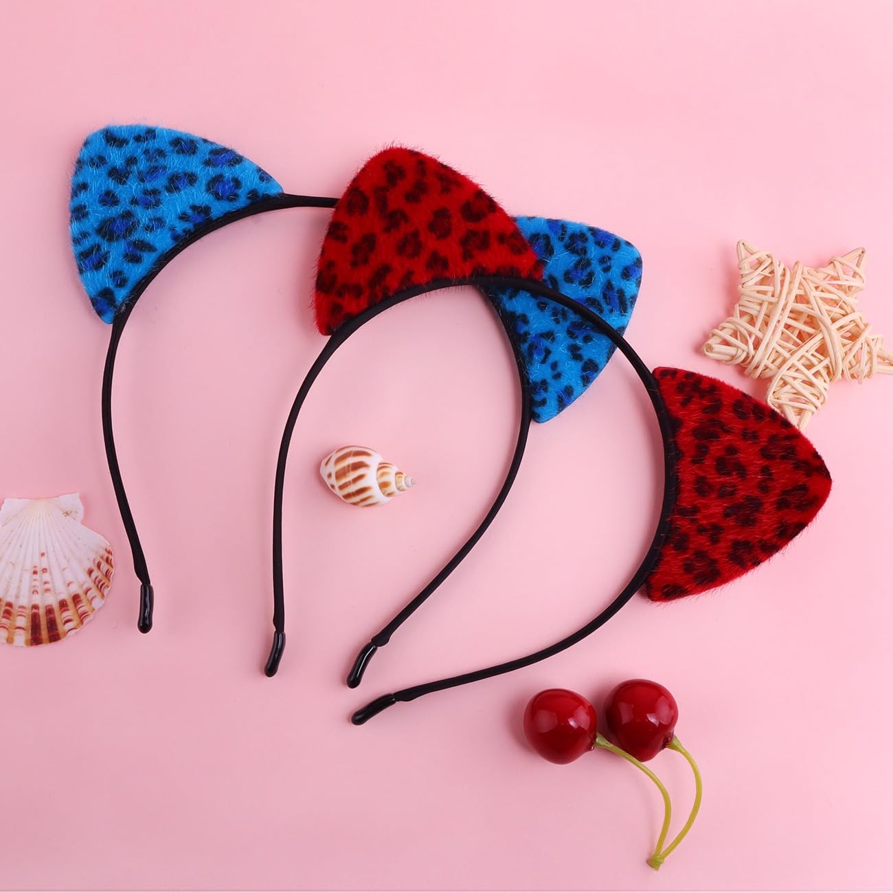 ASHONE Cat Ears Headband for Women Cute Cat Costume Hair Accessories for Halloween Party Cosplay (Navy Blue, One Size)