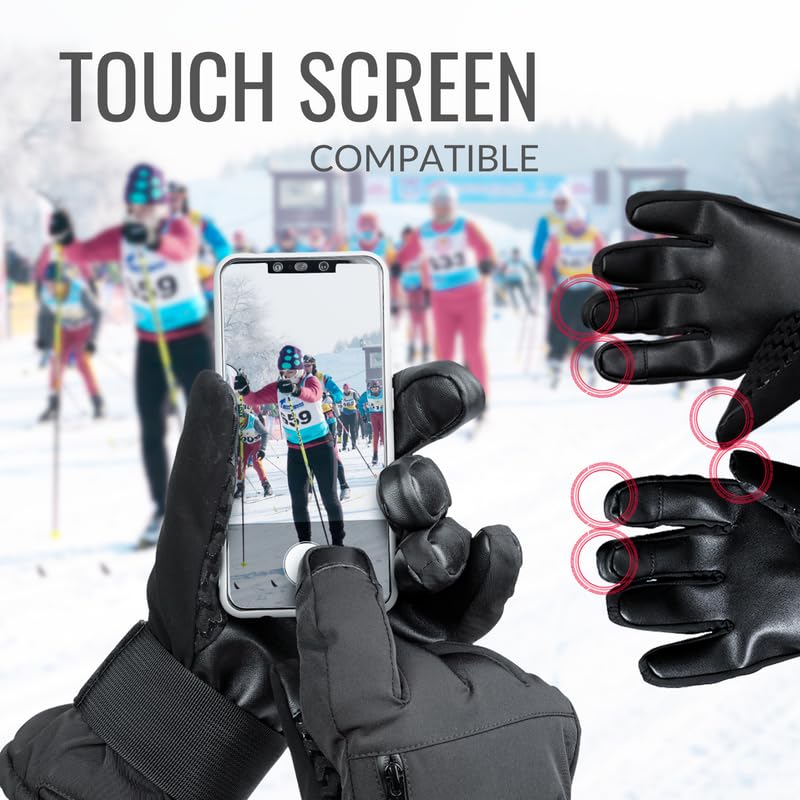 devembr Snowboarding Gloves with Wrist Guards, Ski Gloves Touchscreen