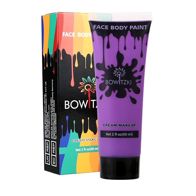 Bowitzki Face and Body Paint 2oz Cream Makeup 60ml Water Based Face Painting Special Effects For Adults Children Kids Halloween Christmas Party Stage Cosplay (Light purple)