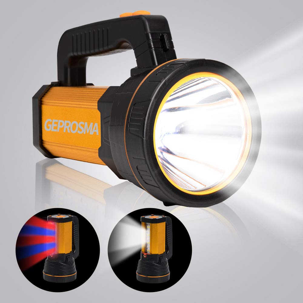 GEPROSMA LED Flashlight High Lumens Rechargeable Handheld Spotlight Aluminum Alloy Black Model Facai