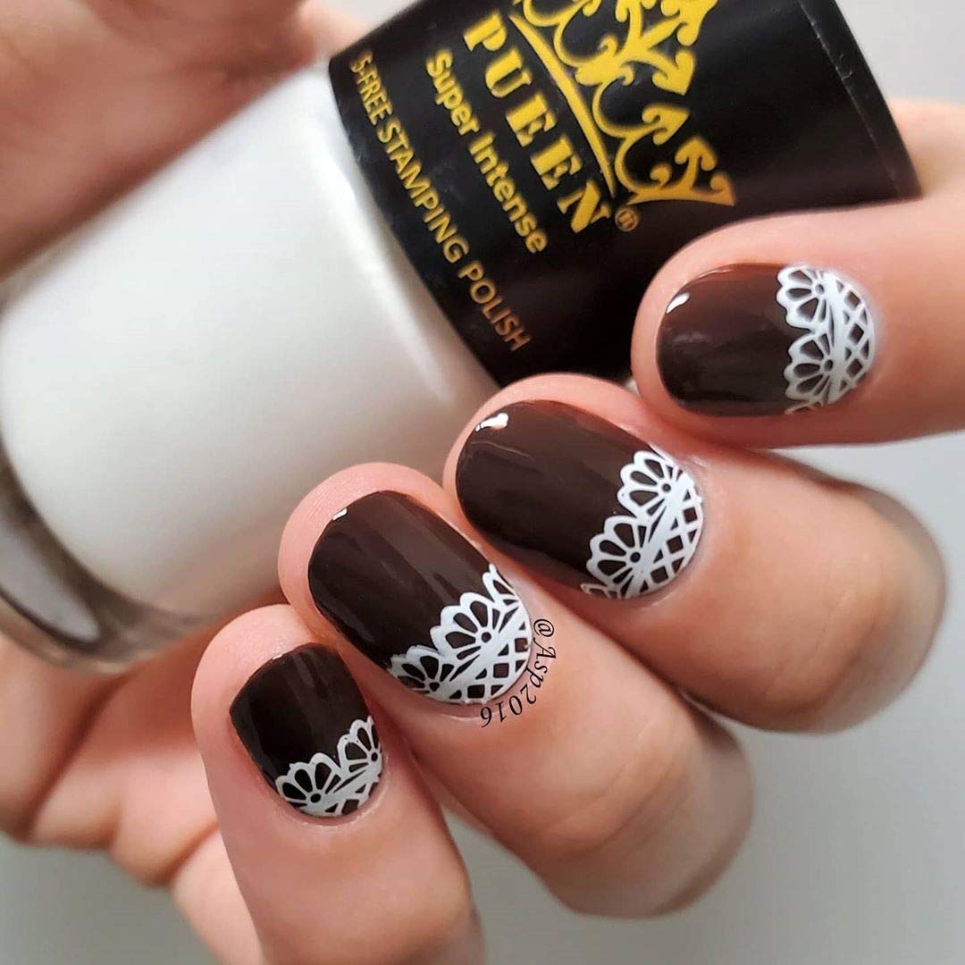 PUEEN MUST HAVE Stamping Polish Collection Set Big 5-FREE Formula Nail Color Lacquer (805 - Black Jack + 806 - Pure White) - BH0