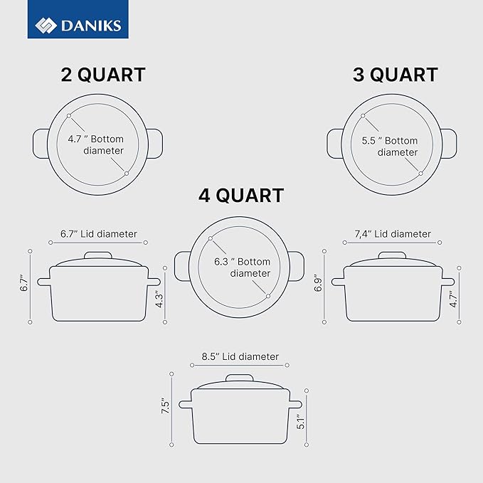 Daniks Orlando 11-Piece Stainless Steel Induction Cookware Set – Dishwasher Safe Saucepan, Frying Pan, Pots with Heatproof Handles, Glass Lids, Measuring Scale, Silver