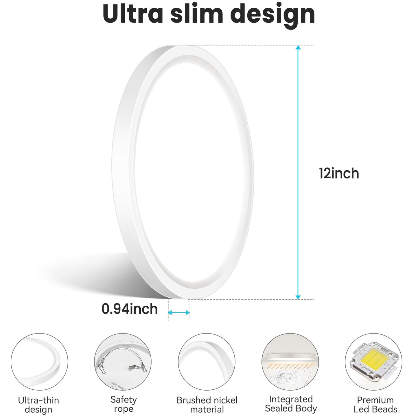 Libtit 12 Inch Flush Mount Led Ceiling Light Fixture  3000K 4000K 6500K Adjustable  28W 3200Lm White Round Lighting Fixtures For Bathroom Shower Hallway Kitchen  2 Pack