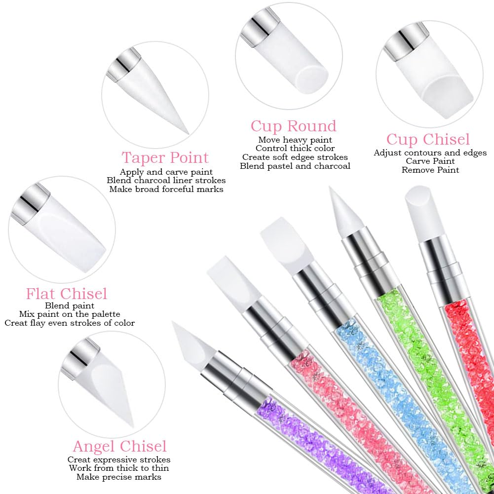 Nail Art Tools,Nail Art Brush,2 sets Nail Stand,5 PCS Dual Tipped Nail Dotting Tool and Sculpture Pen, Acrylic Silicone Nail Pen