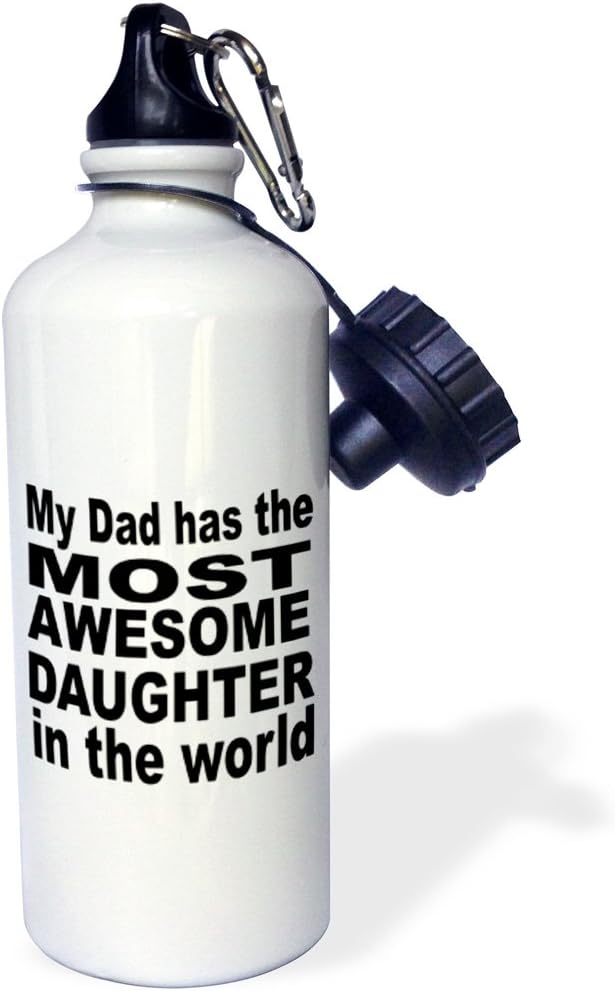 3dRose Saying-My dad has the most awesome daughter in the world-Sports Water Bottle, 21oz , Multicolored