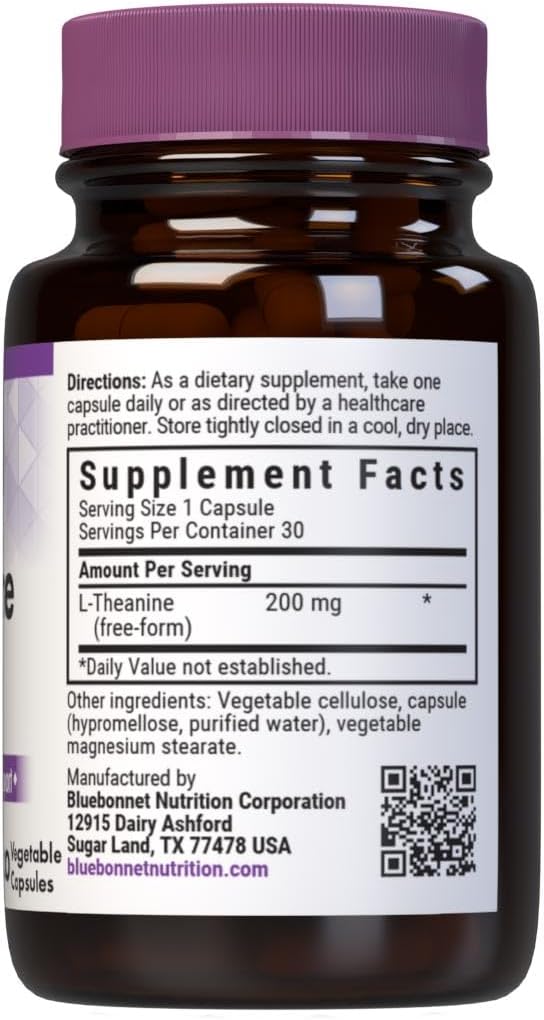 Bluebonnet Nutrition L-Theanine 200 mg, 30 Count