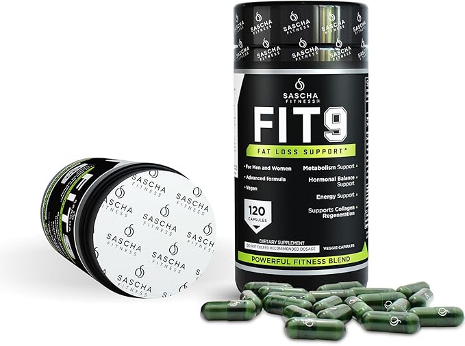 Sascha Fitness Fat Loss pills | Collagen support | Fluid Balance | FIT9 Ingredients: 7Keto + Uva Ursi, Gotu Kola, L-Theanine,Gingko Biloba,DIM,Green Tea | Weight Loss Supplements-Vegan-120 Natural Cap