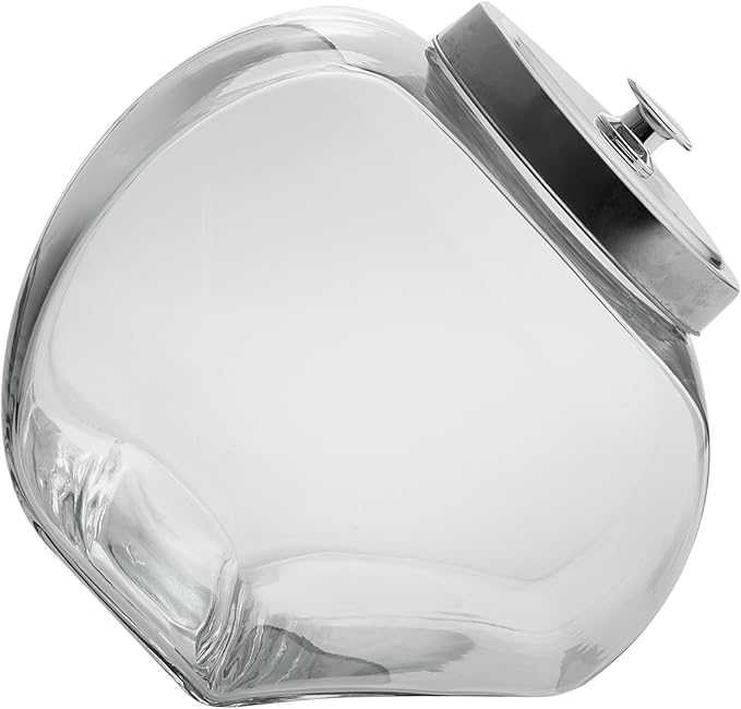 Restaurantware Vetri 1 Gallon Penny Jar 1 Durable Candy Jar - With Wide Spout Chrome Lid Clear Glass Cookie Jars For Kitchen Counter Dishwashable