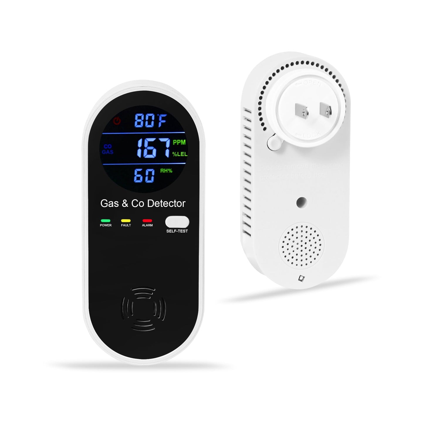Hembisen Combination Natural Gas Detector & Carbon Monoxide Detector, 4-in-1 Carbon Monoxide Alarm,°F & Humidity,Propane,Methane,Gas Detector Alarm & CO Detector for Home,RV,Apartment