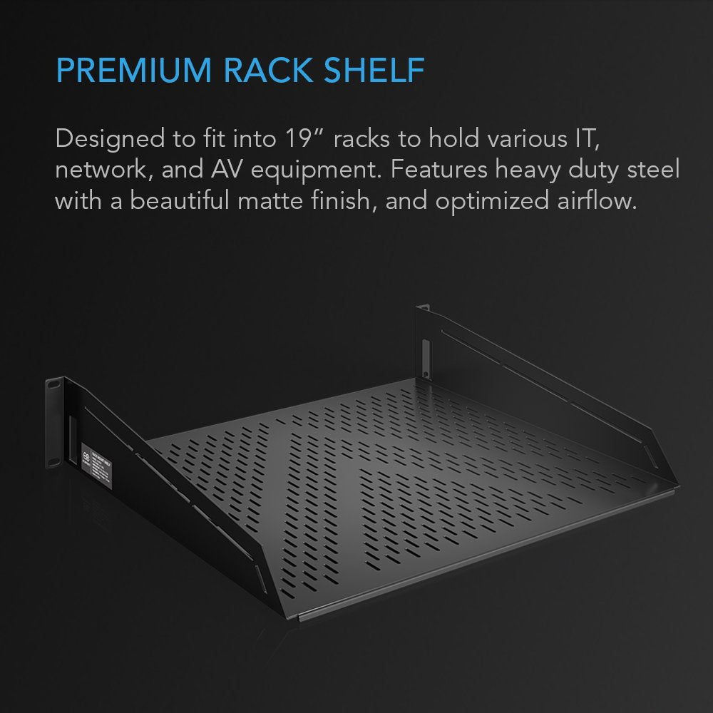 Ac Infinity Vented Cantilever 2U Universal Rack Shelf, 16 Deep, For 19    Equipment Racks. Heavy-Duty 2.4Mm Cold Rolled Steel, 1