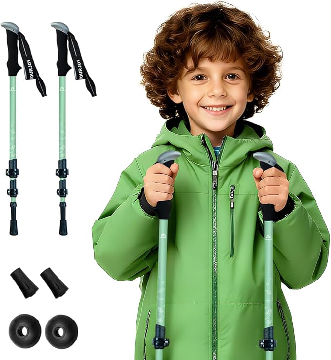 Yourjoy Hiking Trekking Poles for Kids, 2 Pack Anti Shock, Adjustable, Collapsible Hiking Poles for Trekking or Walking, L...
