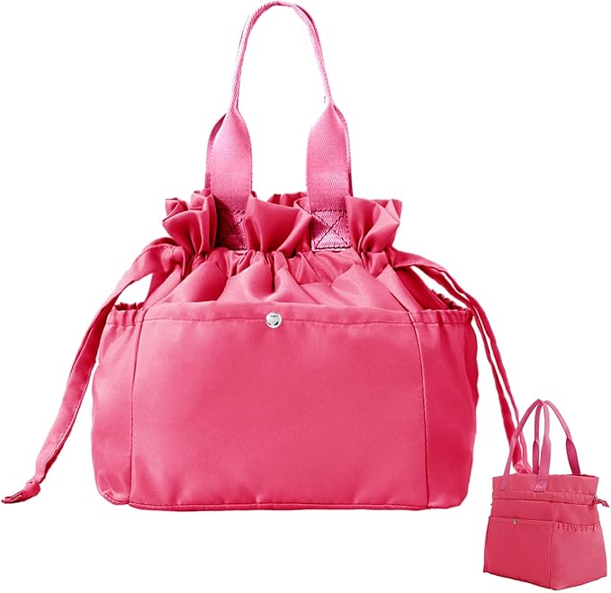 MEXS Lunch Bag for Women Reusable Drawstring Insulated Lunch Box Stain-Resistant Large Cinch Closure Lunch Bags for Work Office