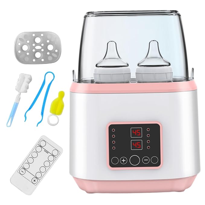 Baby Bottle Warmer ＆ Steriliser Temperature Adjustable Portable Bottle Warmer Remote Control Baby Food Heater with LCD Display for Breastmilk or Formula, Style 2