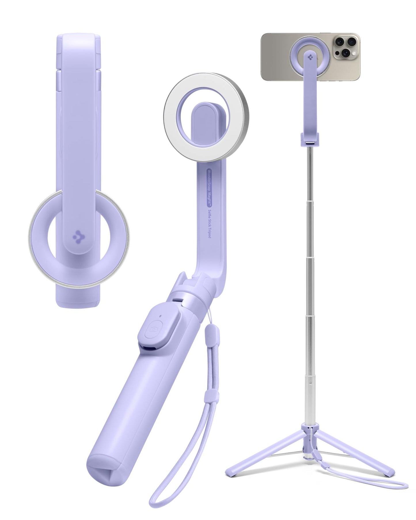 Spigen Selfie Stick Tripod Stand With Bluetooth Remote Control Shutter 24 Extendable Holder Compatible With Magsafe Iphone 17/16