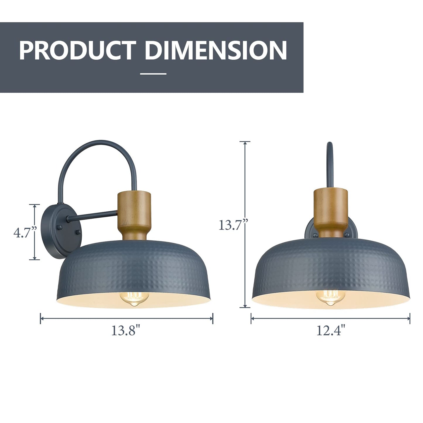 Darkaway Modern Barn Light Fixtures Wall Lamps Sconces With Hammered Metal Shade  Blue Lighting For Outdoor Indoor Patio Porch Lights  2 Pack