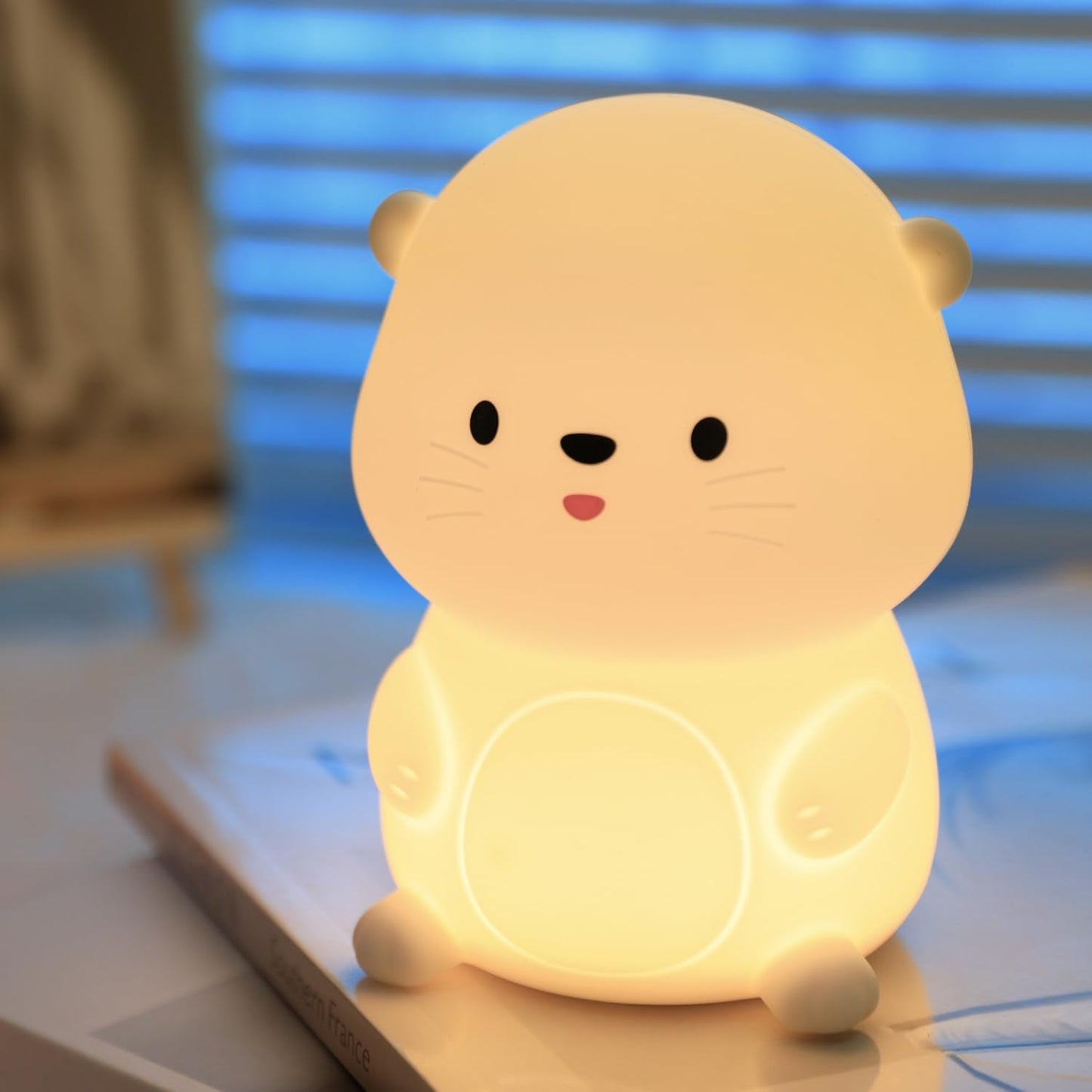 Bestfaith Cute Otter Night Light, LED Squishy Night Lamp, Dimmable Nursery Nightlight for Kids, Rechargeable Timer Touch Lamp, D