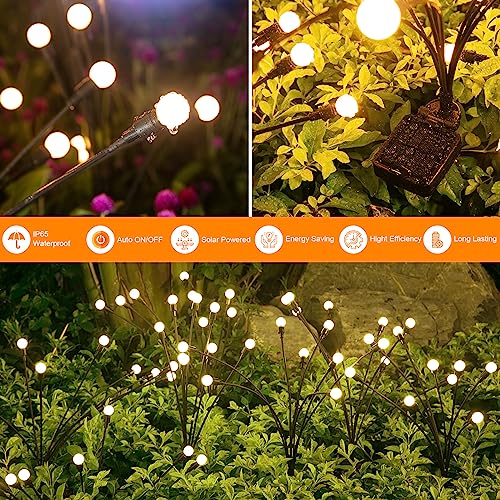 Solar Lights Outdoor(4 Pack,32 LEDs), ASMAD Solar Garden Lights, Outdoor Decorations, Firefly Light for Patio Decor, Big B...