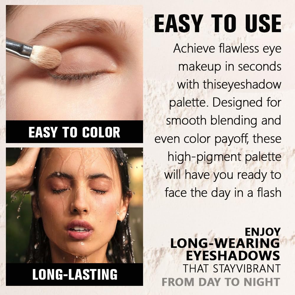 WanTuoluo Light Brown Glitter Eyeshadow Palette for Women, Single Monochrome Eye Shadow Makeup, Shiny Pressed Powder, Blendable