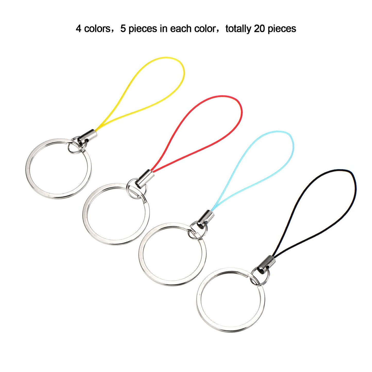 Bememo 20 Pieces Nylon Keychain Lanyard For Usb Flash Drive Key Fob Lanyard With Color Strap String Bulk Short Key Ring Loop For