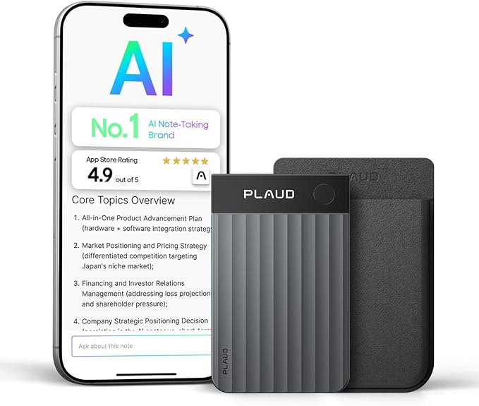 Plaud Note Pro AI Voice Recorder, Transcribe & Summarize with AI, App Control, Note Taker for Meetings & Calls, Supports 1...