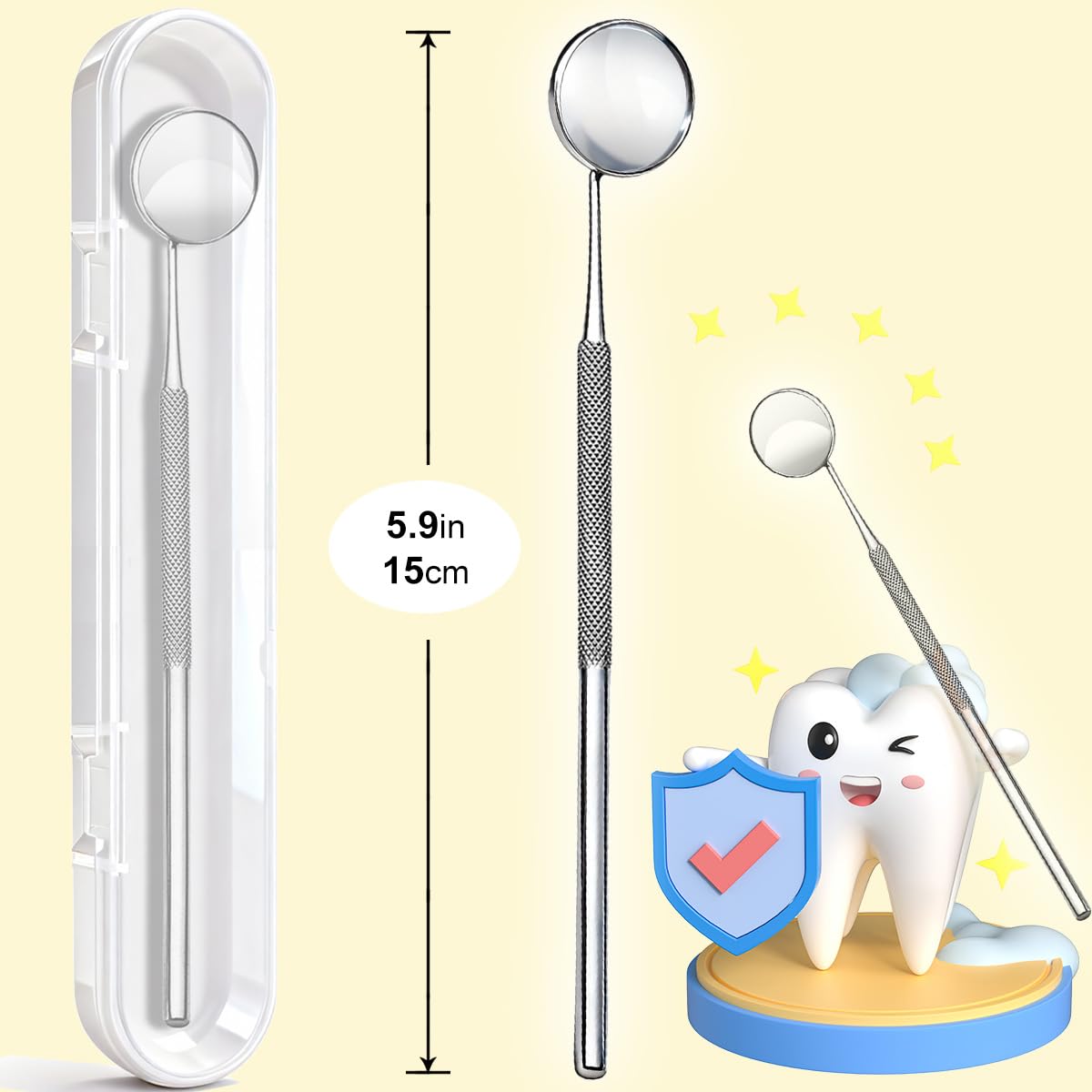 G.CATACC Dental Mirror, Stainless Steel Dentist Tool for Teeth Cleaning Mouth Inspection Mirror with Storage Box