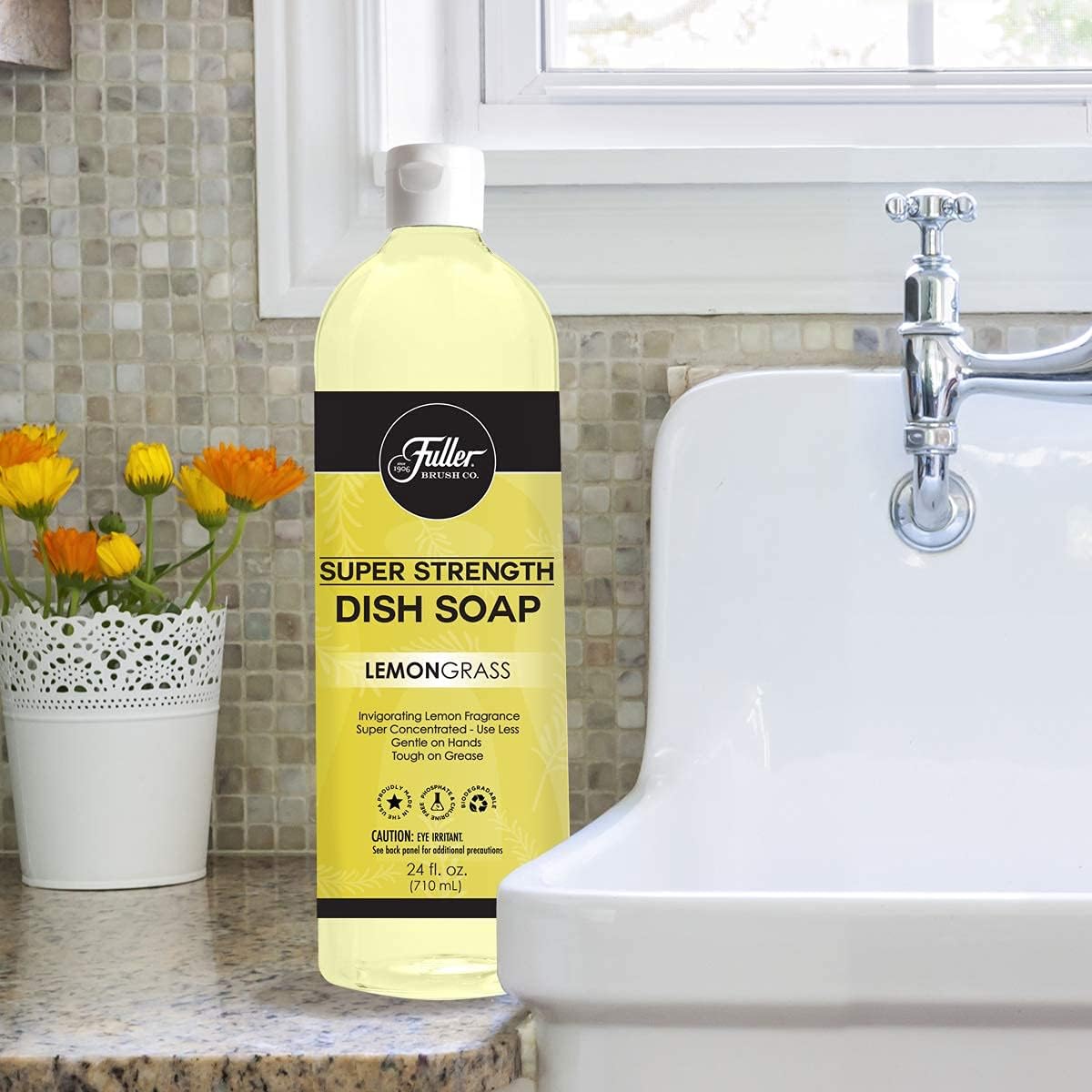Fuller Brush Super Strength Dish Soap ? Economical ? Use Much Less ? For Dishes, Glasses, Silverware, Utensils, Pots, Pans, Countertops, Tables ? Invigorating Fragrance (Lemongrass)