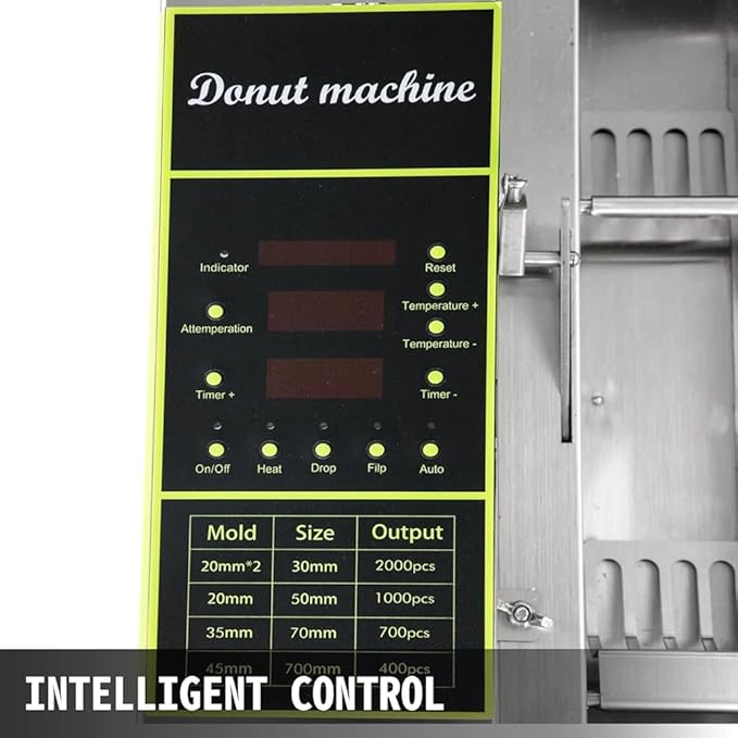 Donut Maker, Commercial Automatic Doughnut Machine with 7L Hopper, Includes 3 Sizes Molds, Stainless Steel Fryer