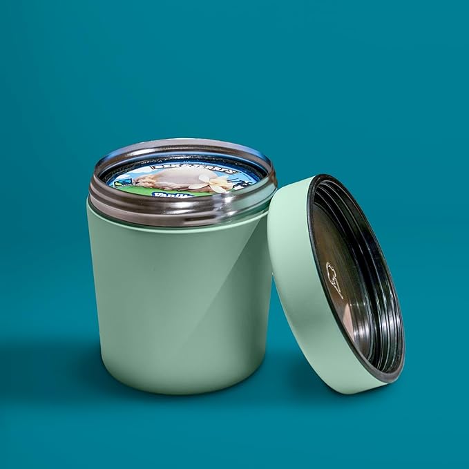 Vacuum Insulated Double Wall Stainless Steel Thermos Container for the pint of ice cream enjoy ice cream anywhere (Mint Green)