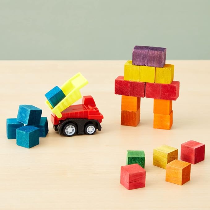 Bright Creations Square Wooden Cubes - Colored Wooden Blocks - Colorful Cubes for Kids & Classroom Supplies - 100 Pieces, 0.6 in, 6 Colors