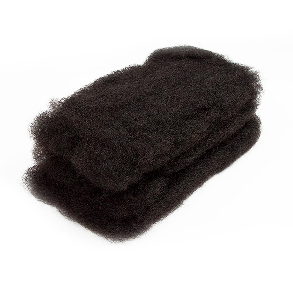 QUEEN VIRGIN REMY Afro Kinky Human Hair for Dreadlock Extensions, 16 Inch, Natural Black, 50g, Ideal for Locs and Braiding