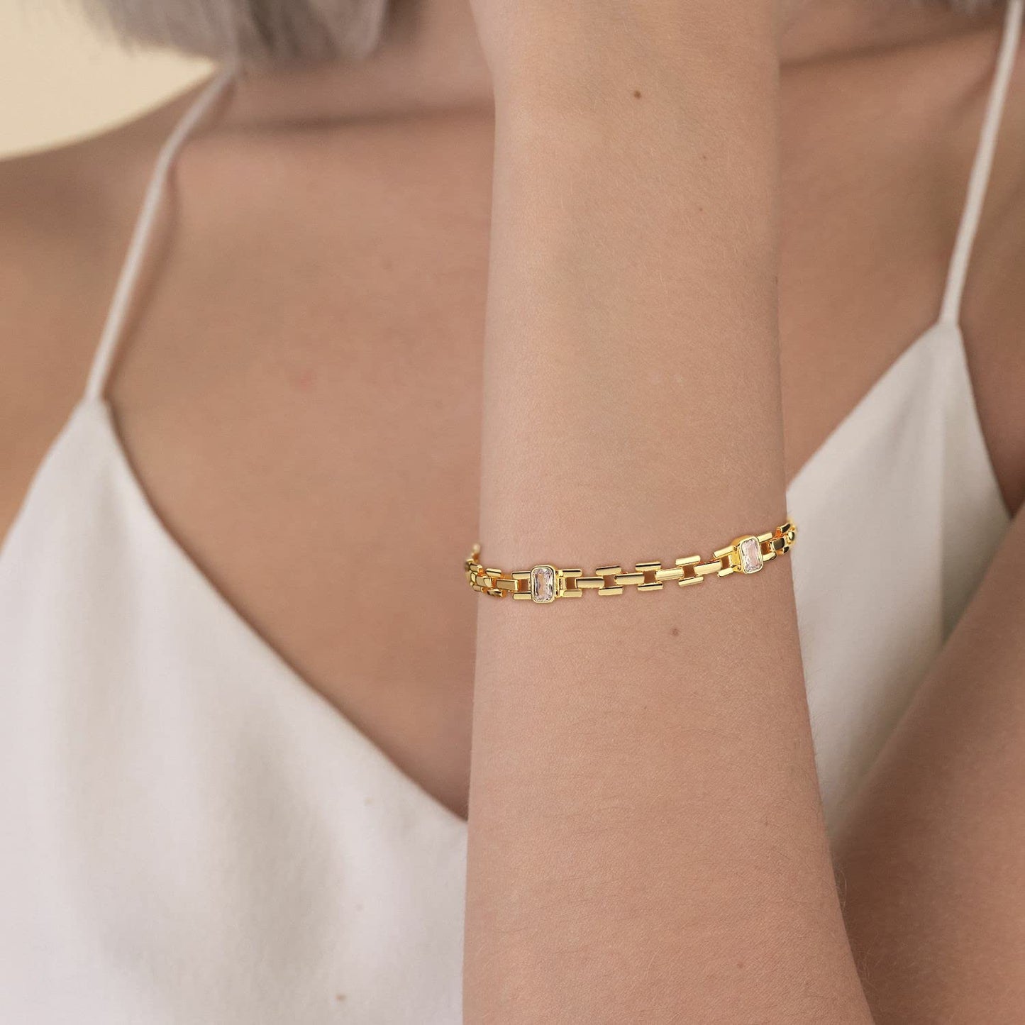 LOYATA Gold Bracelet Gold 14K Gold Plated Dainty Chain Simple Jewelry Gift for Women (Bangles)