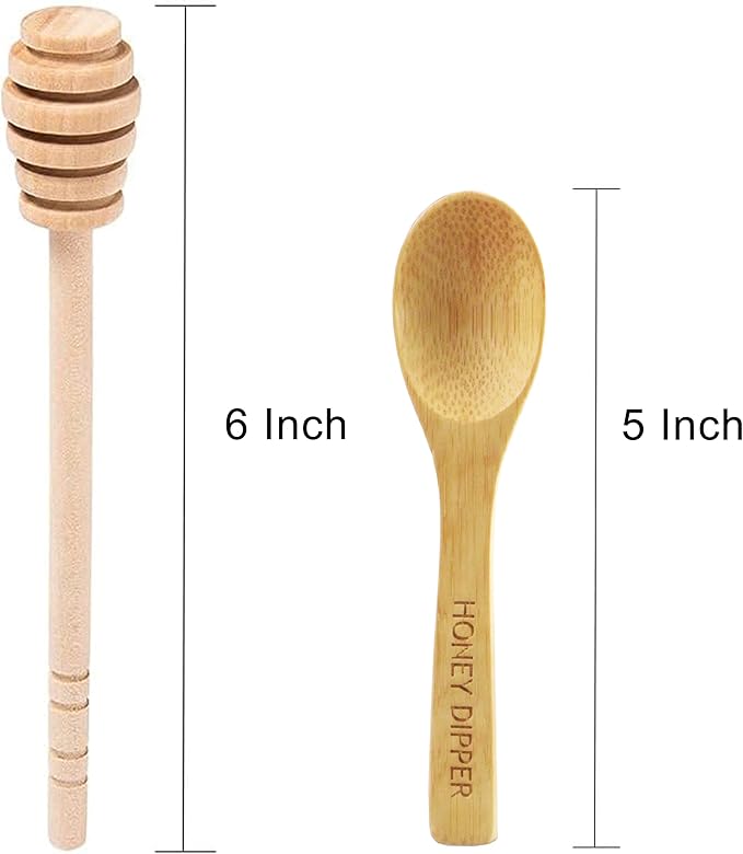 DESIOLE 4Pcs Wooden Honey Dipper Sticks, 6.3 Inch Honey Comb Stick, Mini Honey Mixing Stirrer Spoon for Honey Jar Dispense Drizzle Honey Wedding Party