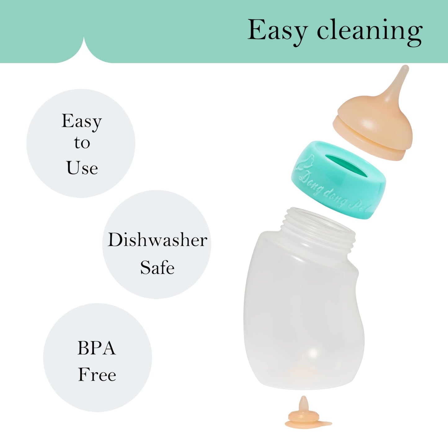 Doggiema Pet Feeder Bottle,Silicone Feeding Nipple and Syringes for All Breed of Puppies and Other Animals Dongdong pet