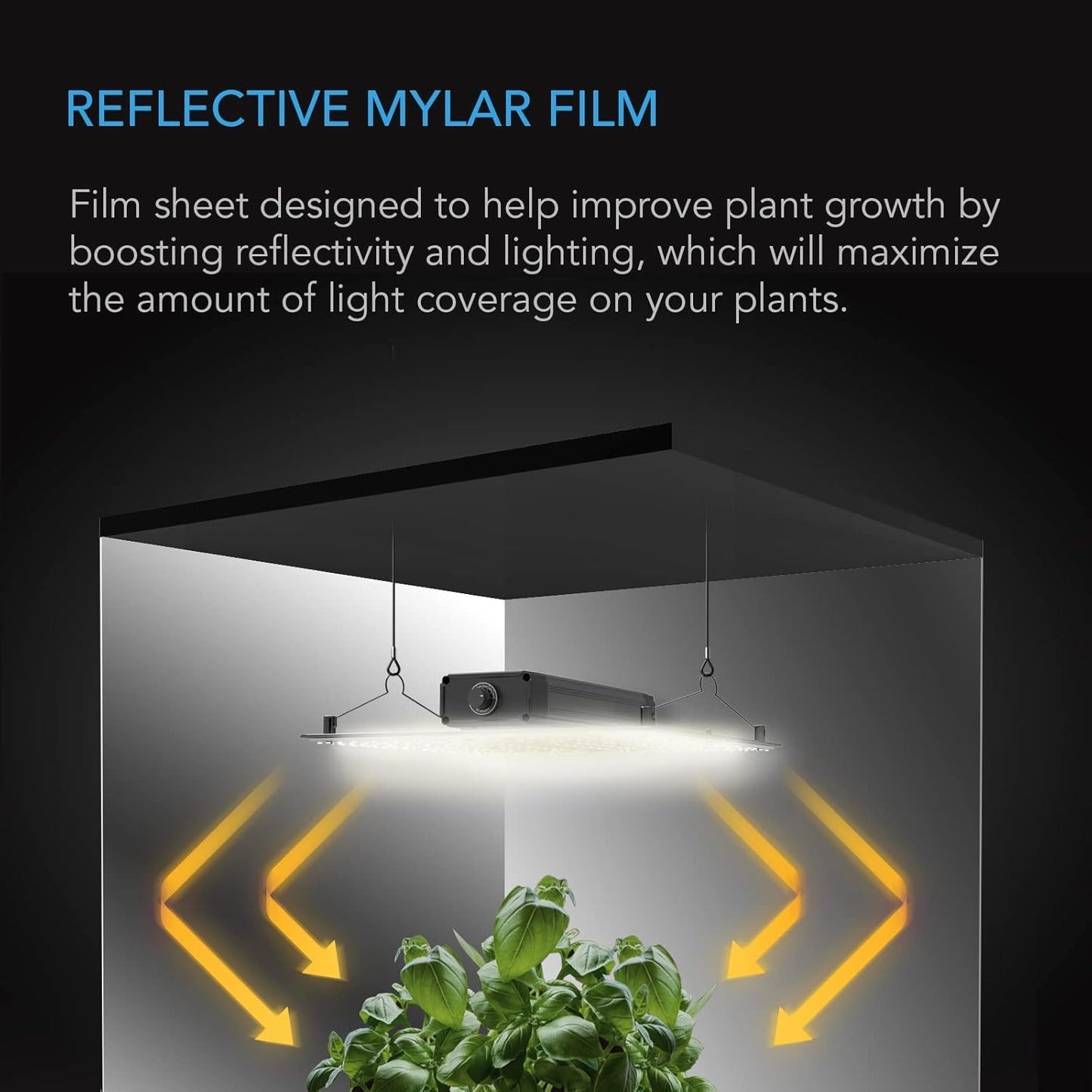 AC Infinity Mylar Film Roll 4' x 50', Reflective PET Foil Sheet, 2 mil Thick Tear-Resistant Cover Vapor Barrier for Greenhouses, Patio, Gardens, and DIY Grow Rooms