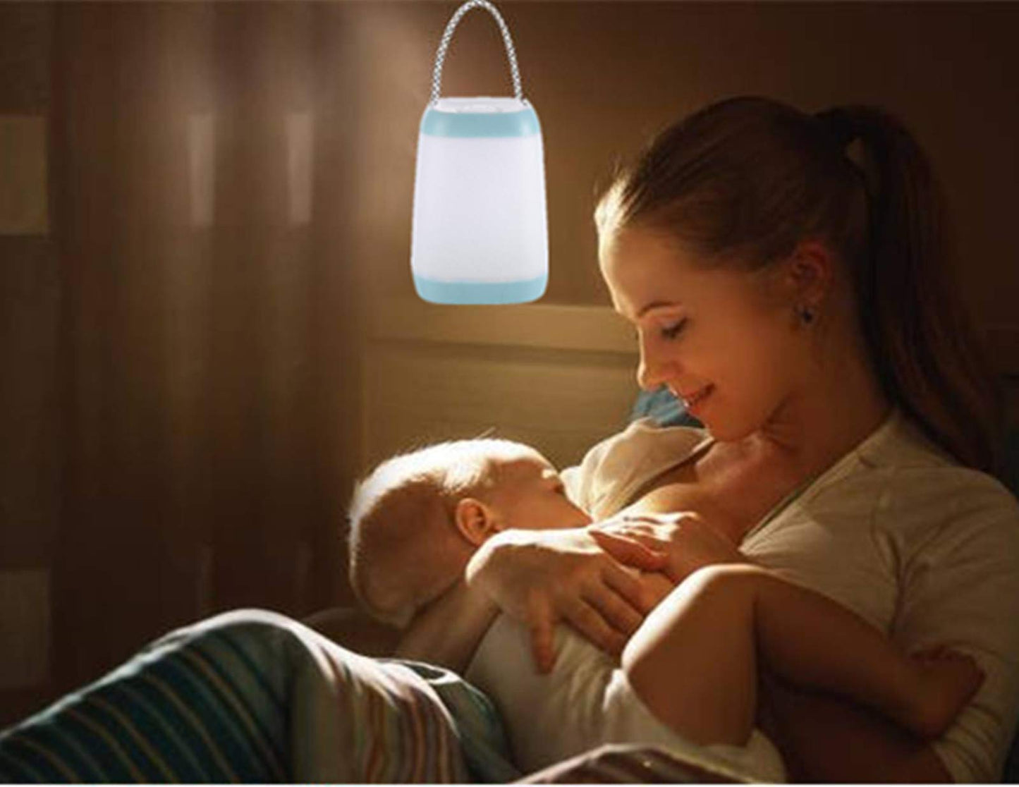 Hathdia Night Light for Kids, USB Rechargeable Portable Lantern, 3 Light Modes, Plastic, Cyan, 1 Pack