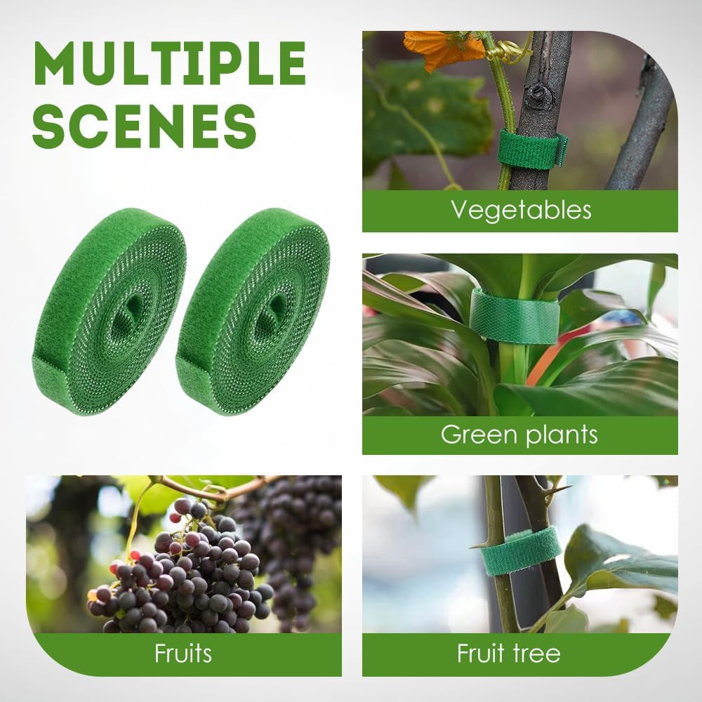 Reusable Plant Ties Tape for Climbing Plants, Garden Ties Tomato Plant Supports, Adjustable Garden Twine & Twist Ties Plant Ties for Outdoor Indoor Plants Stakes Gardening Supplies (Black, 3 Rolls)