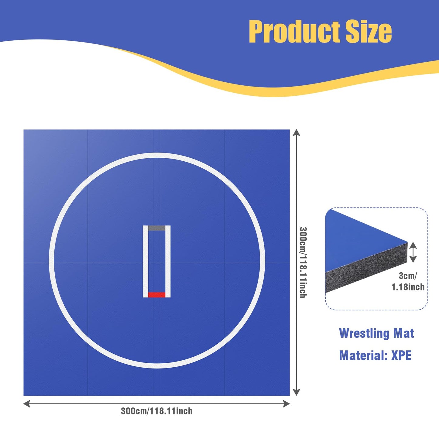 ETOYA Wrestling Mat 10'x10'/3 * 3m for Home Outdoor Indoor, 1.2" Thick Foldable XPE Jiu Jitsu Floor Exercise Mat for Martial Arts, MMA, Yoga, Kids Play & Gym Workouts