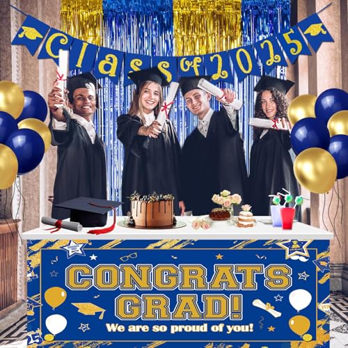Navy Blue and Gold Balloons, 65pcs 12inch Blue and Gold balloons for Anniversary Wedding New Year Birthday Party Graduatio...
