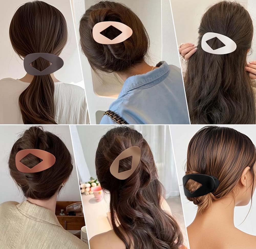 4 PCS Flat Hair Clips,Non-slip Flat Claw Clip Strong Grip Hair Claw Clips Hair Barrettes for Women Girls Thick Hair (Color 9)