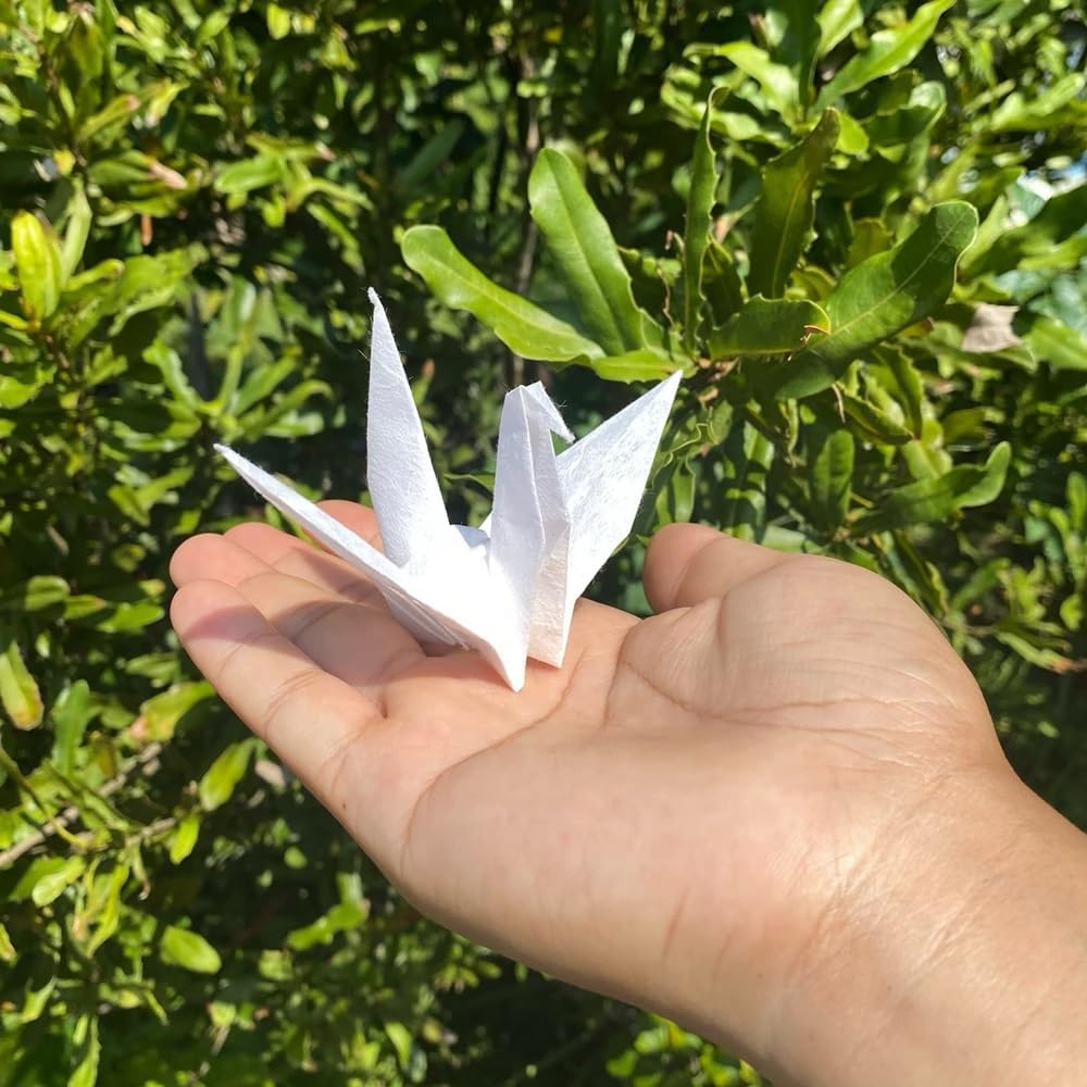 8 x 8 Inches White Color Natural Fiber Mulberry Tree Mulberry Paper Sheets 50 Sheets Square Origami Paper Arts Folding Craft, Square Folding Paper for DIY Crafts (White, 8"x8")