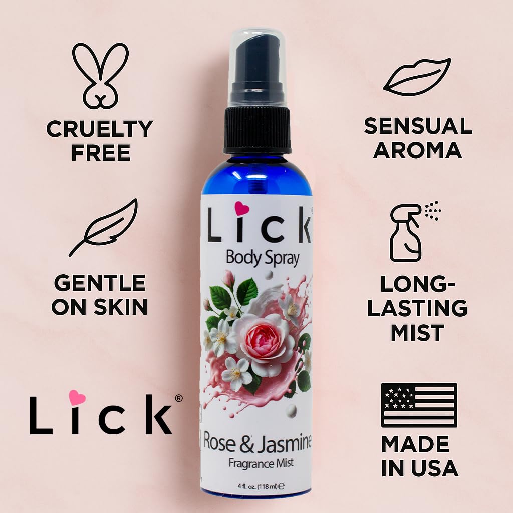 LICK Rose & Jasmine Scented Body Spray - Elegant Floral Fragrance Mist - 4 fl oz