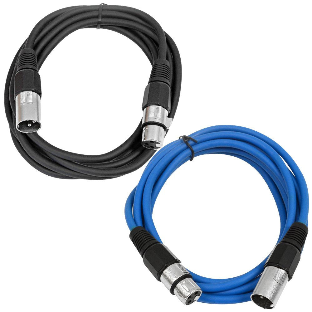 Seismic Audio Saxlx-10-Blackblue 10 Foot Xlr To Xlr Microphone Or Patch Cables - 1 Black And 1 Blue