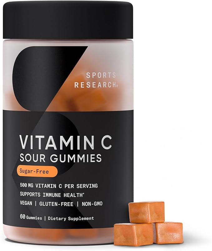 Sports Research Vitamin C Gummies for Kids & Adults | Gelatin Free, Vegan Certified & Non-GMO Verified | Immune & Antioxidant Support