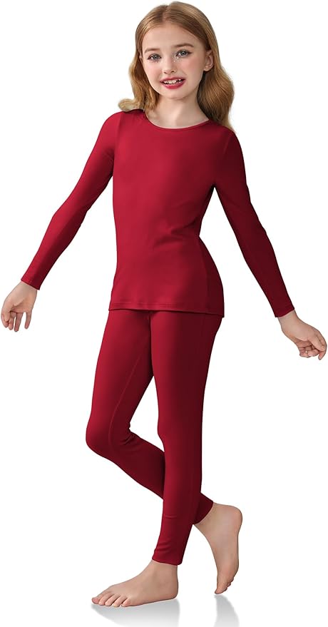 Arshiner Girls Clothes 2 Piece Fall Outfits Slim Long Sleeve Shirt and Leggings Set Kids Thermal Underwear sets
