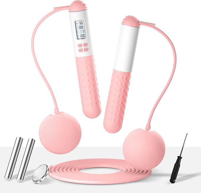 Cordless Weighted Jump Rope with Counter – Adjustable Ropeless Skipping Rope for Fitness, Indoor & Outdoor Jumping Rope fo...