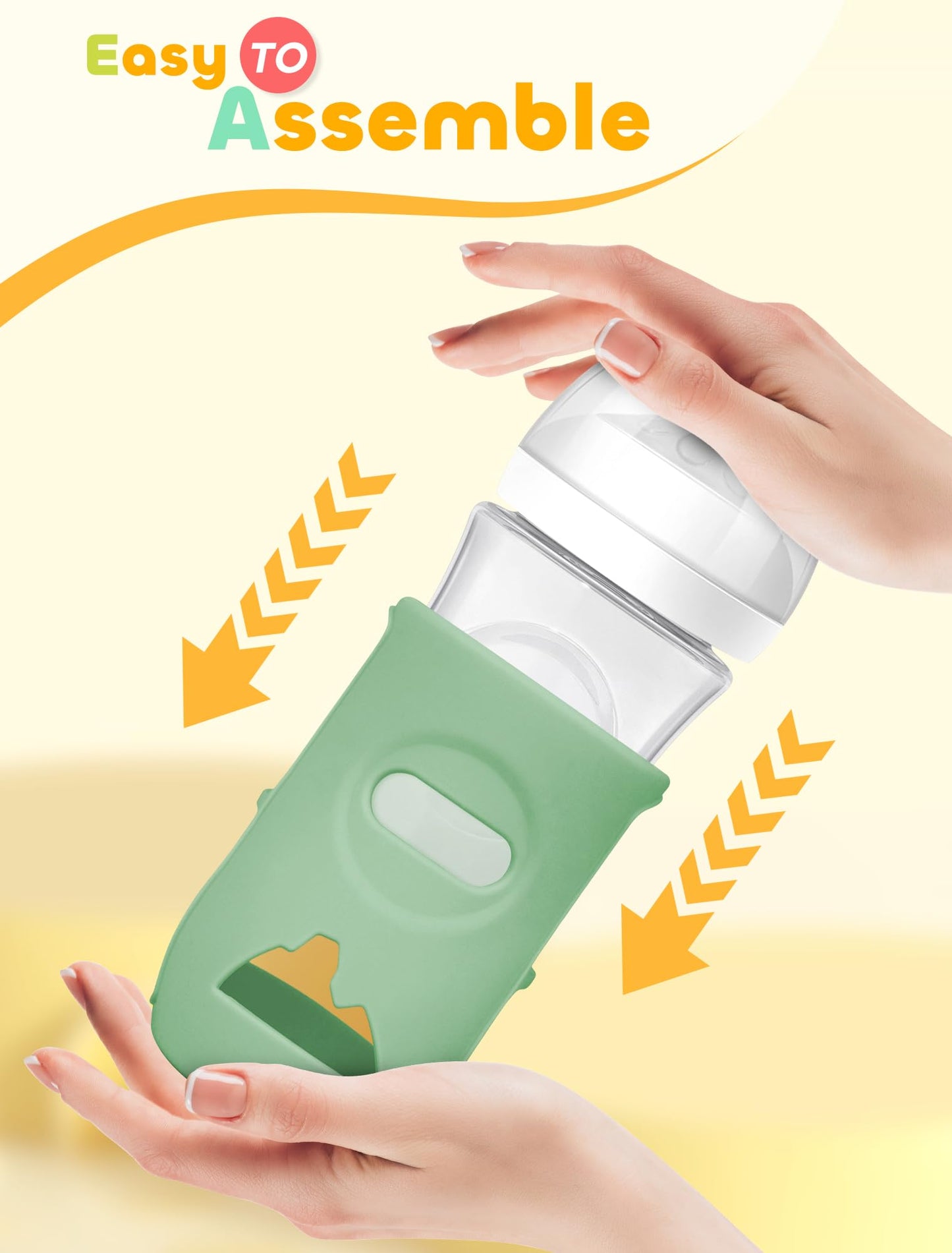 LOTBILL 3 Pack Silicone Sleeves for Avent Natural Glass Baby Bottles, Protection and Insulation, Baby Bottle Sleeve Compatible with Avent Glass Bottles 8 oz, Dishwasher Safe (Blue+Green+Grey)