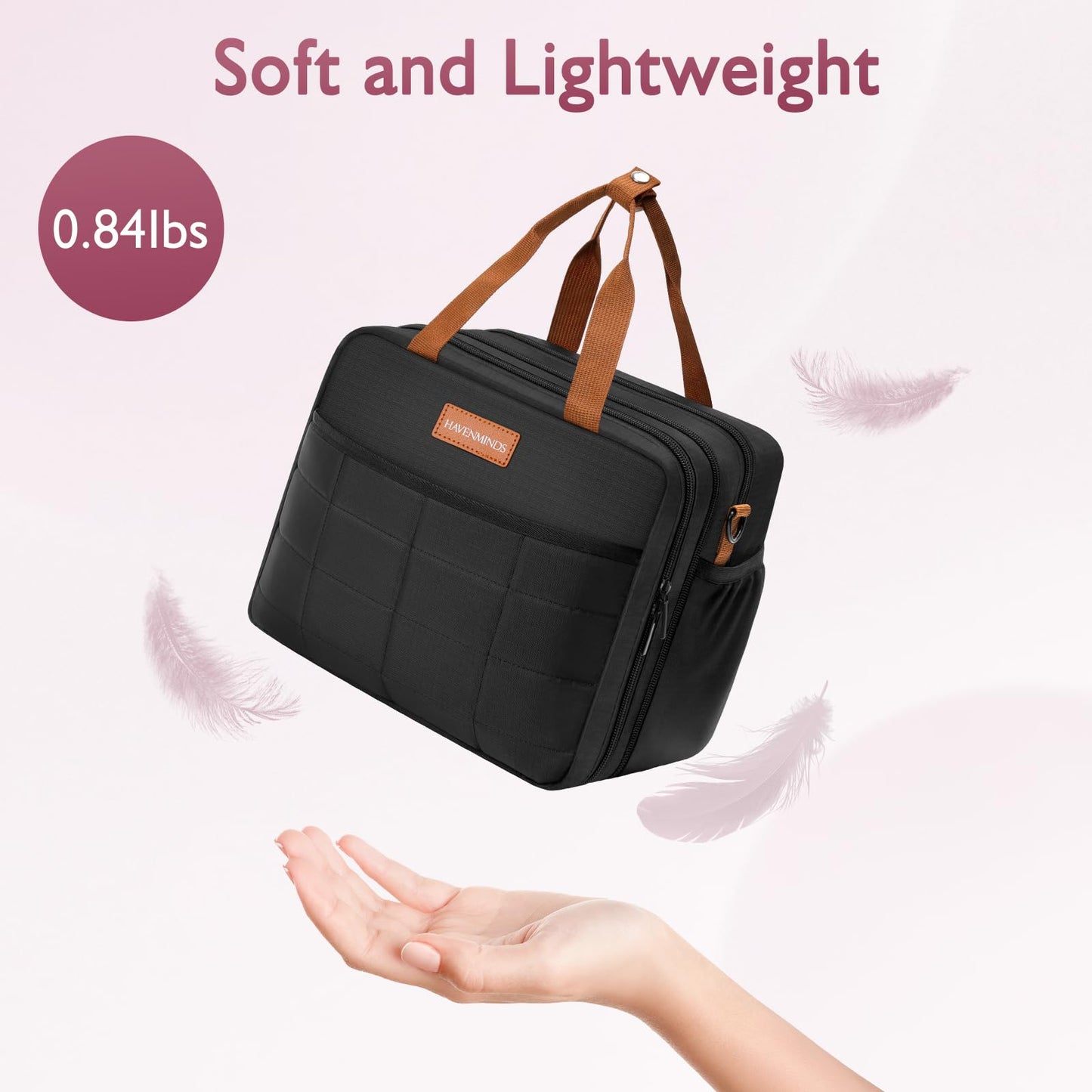 HavenMinds Detachable Breast Milk Cooler Travel Bag with Ice Pack, Double Layer Breast Pump Bag Compatible for Wearable Breast Pump, Portable Breastmilk Cooler Bag & Carrying Case with Waterproof Mat