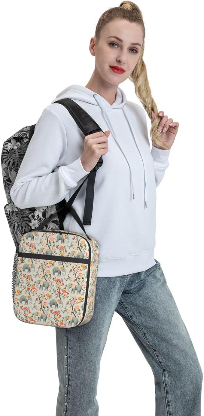 Elephant Lunch Box Insulated Lunch Bag for kids Girls Boys,Reusable Lunch Box Containers for Women Men,Durable Cooler Tote Bag Lunchbox for Office/School/Picnic